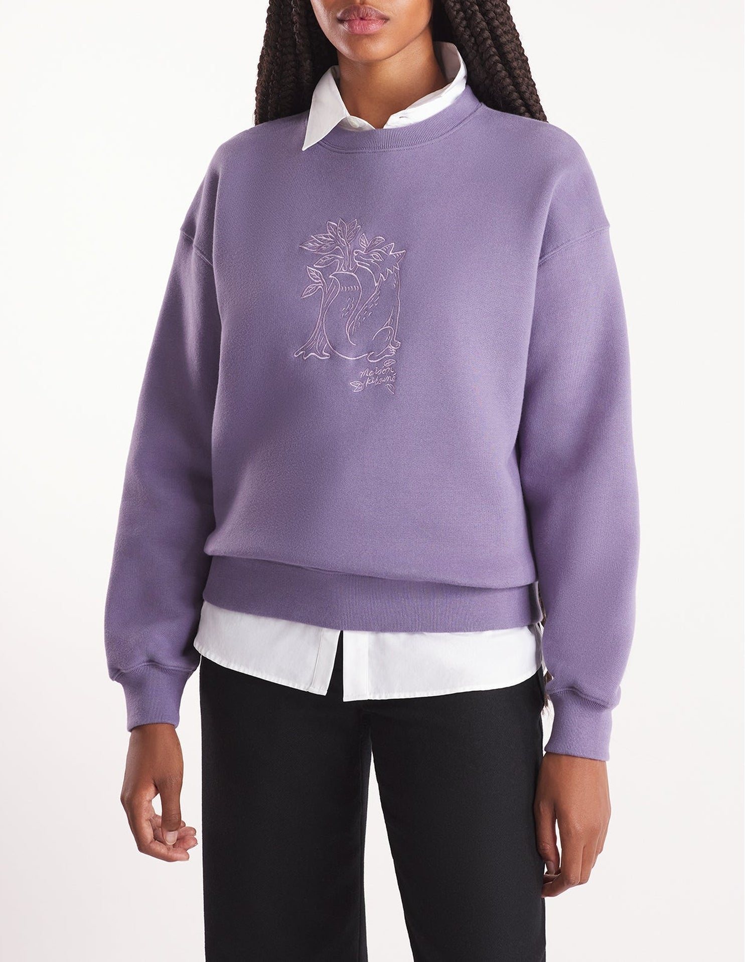 Sweatshirt à col rond avec broderie à l'avant - Aster