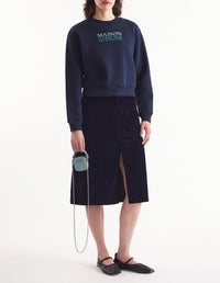 Cropped sweatshirt with logo - Navy