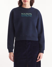 Cropped sweatshirt with logo - Navy