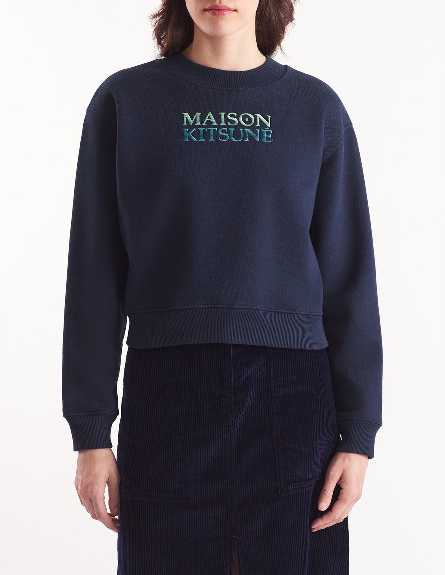 Cropped sweatshirt with logo - Navy