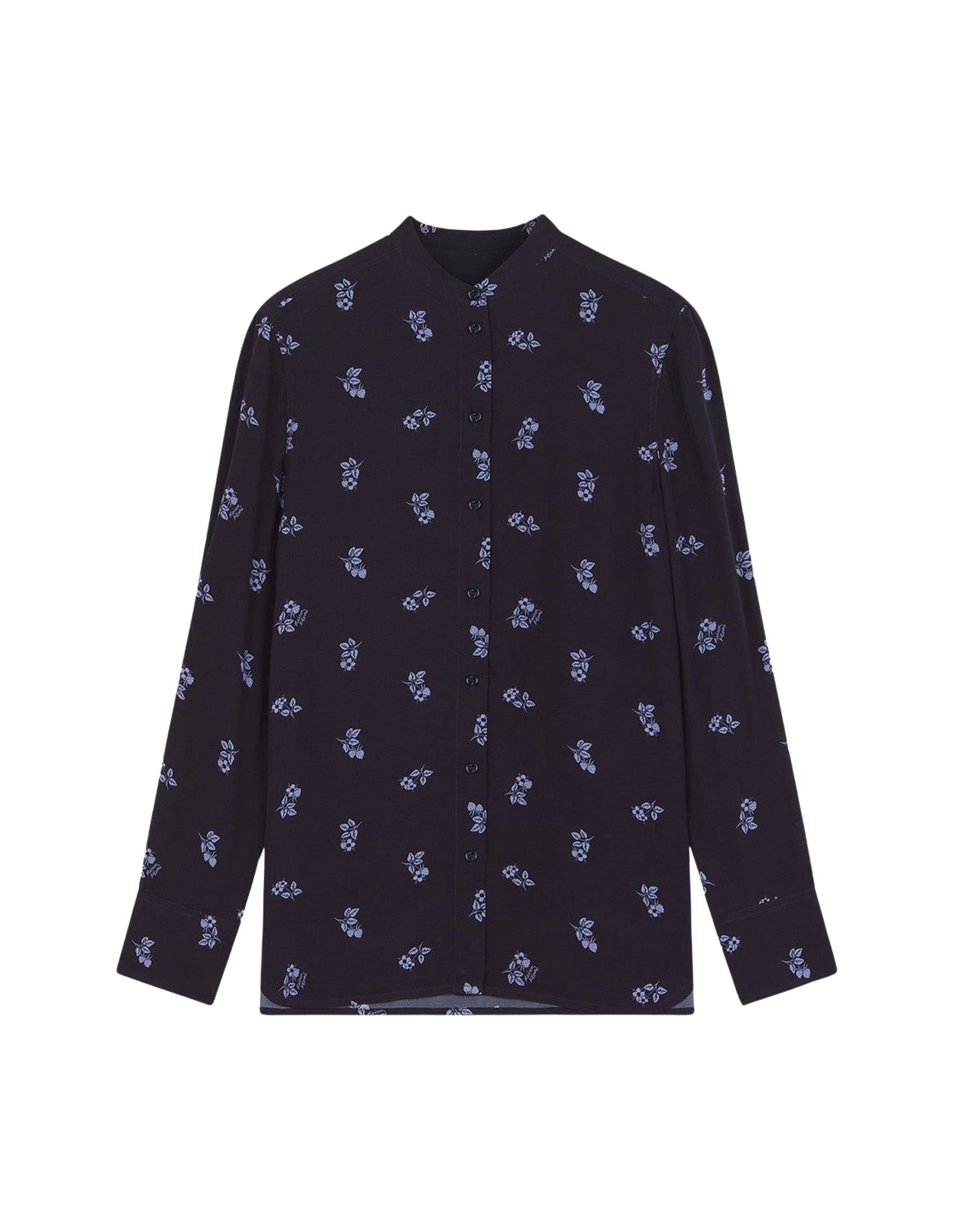 Chemise fluide imprimée à col mao - Navy