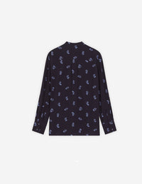 Chemise fluide imprimée à col mao - Navy