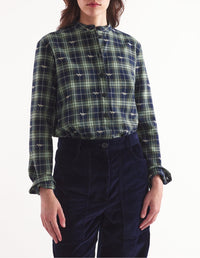 Jacquard shirt with mao collar - Navy & Ash Tree