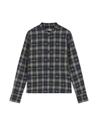 Jacquard shirt with mao collar - Navy & Ash Tree