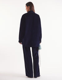 Surchemise oversize en velours côtelé - Navy
