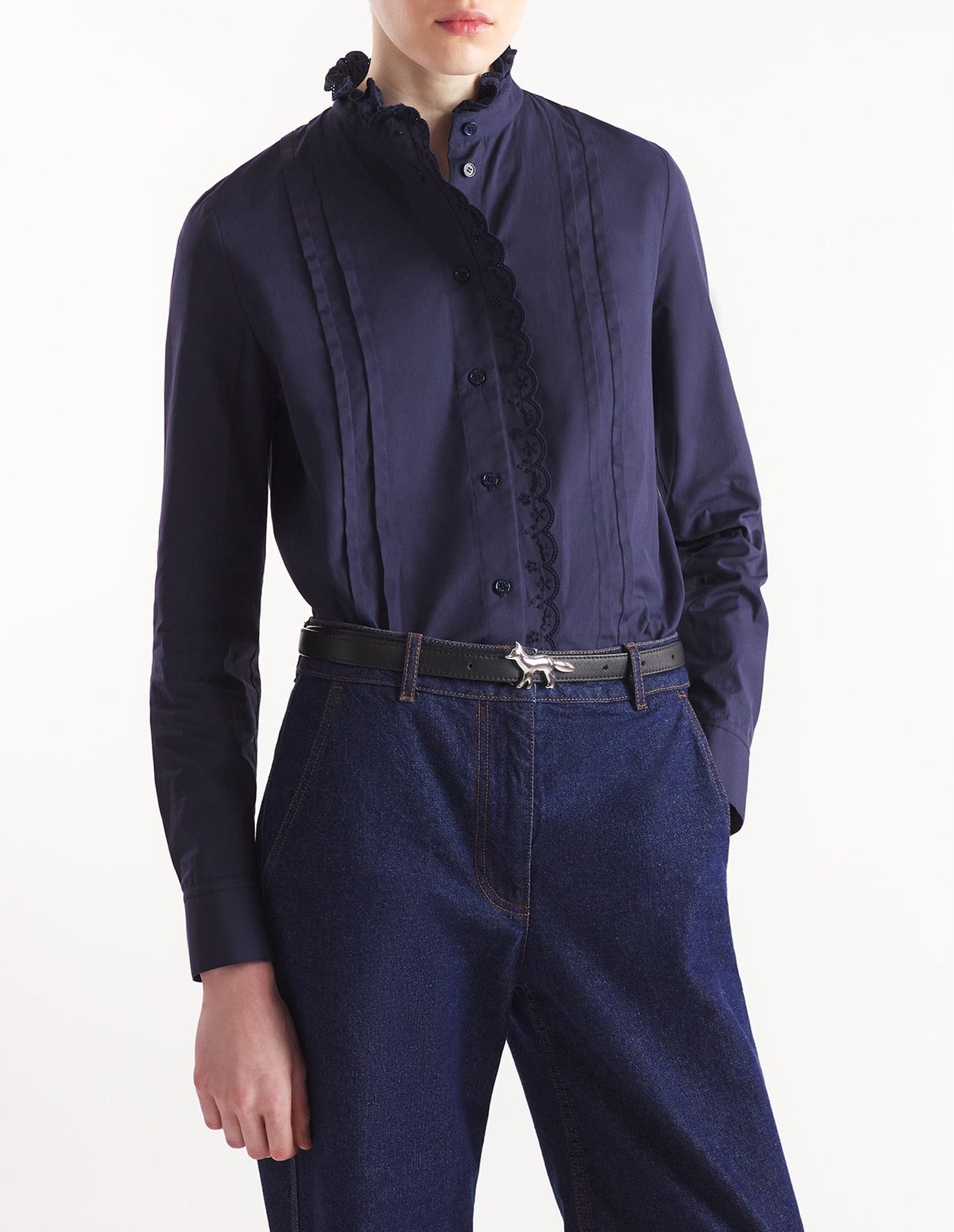 Chemise avec broderies anglaises - Navy