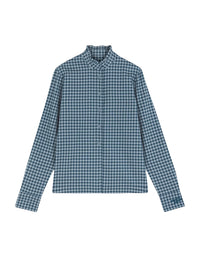 Chemise imprimée vichy avec broderie au poignet - Lake Blue & Placid