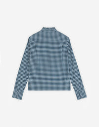 Chemise imprimée vichy avec broderie au poignet - Lake Blue & Placid