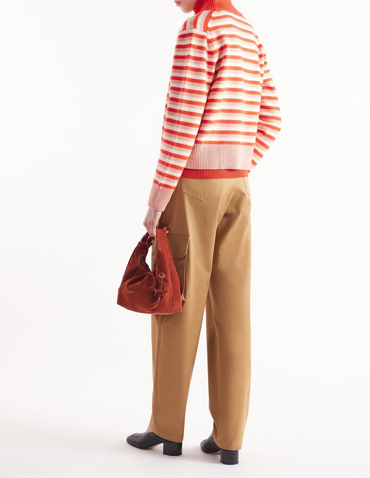 Cardigan à col montant Fox Head en laine - Strawberry & White