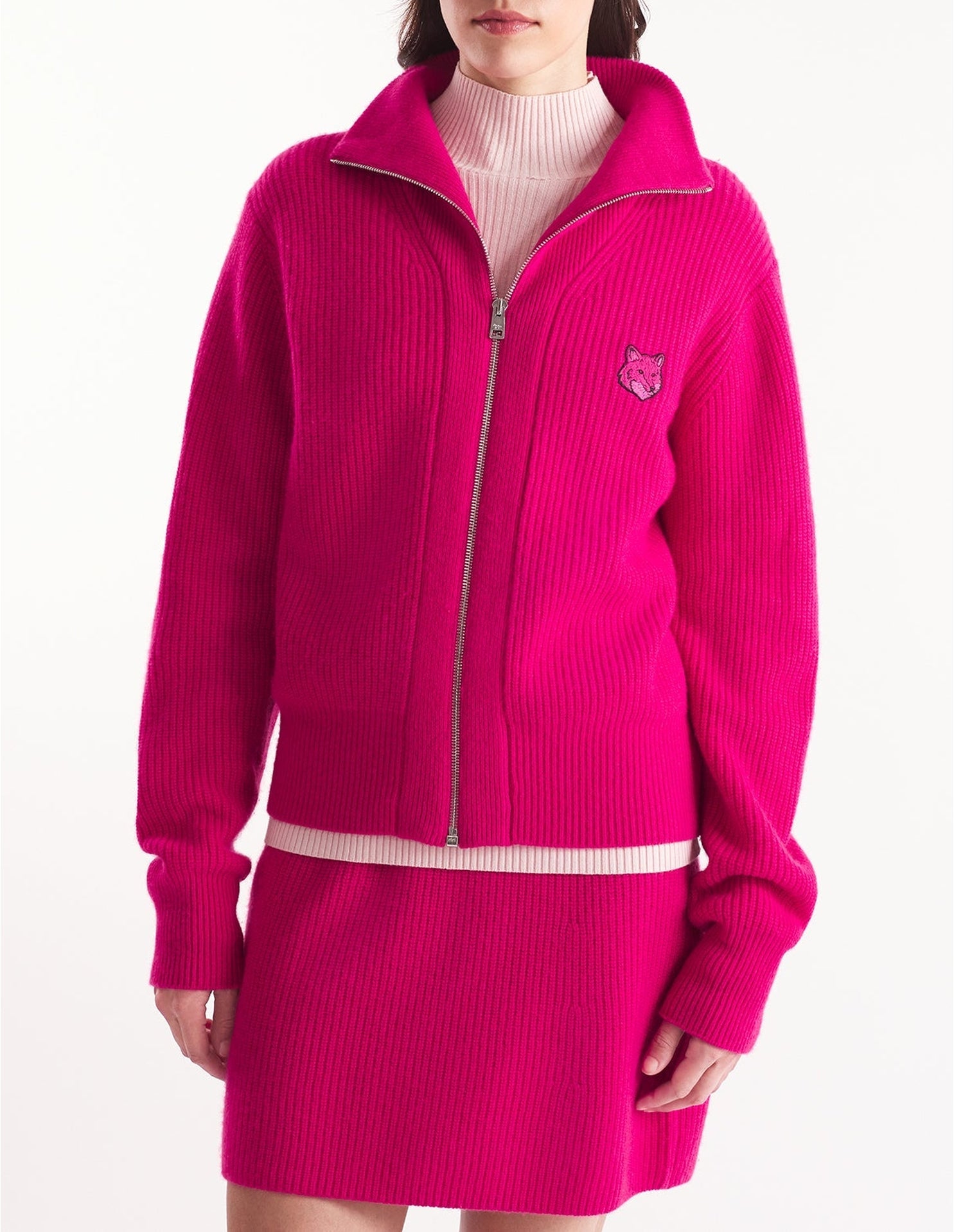 Cardigan Bold Fox Head zippé en laine et cachemire - Supernova