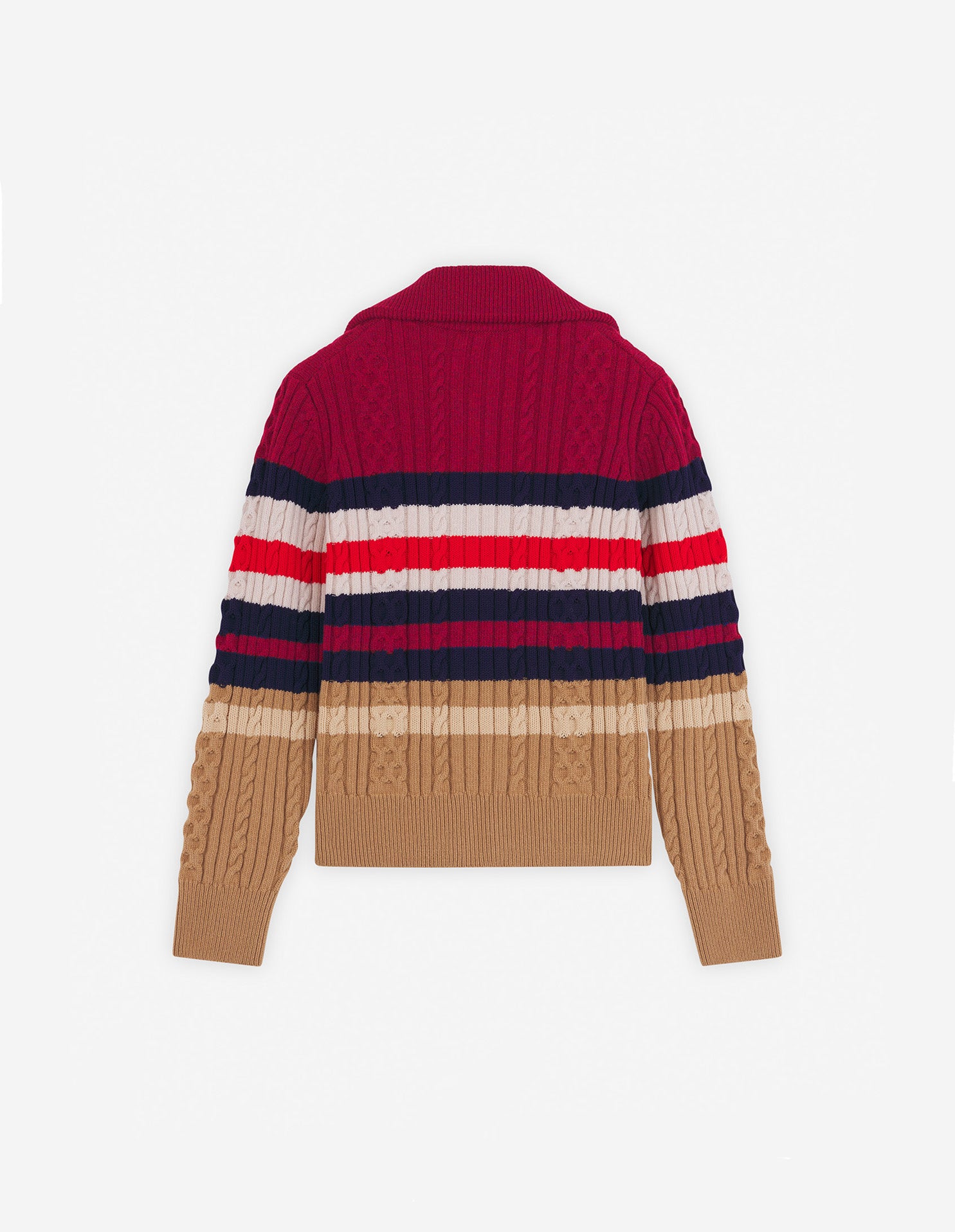 Cardigan zippé et rayé avec broderie en laine - Cherry & Chamomile