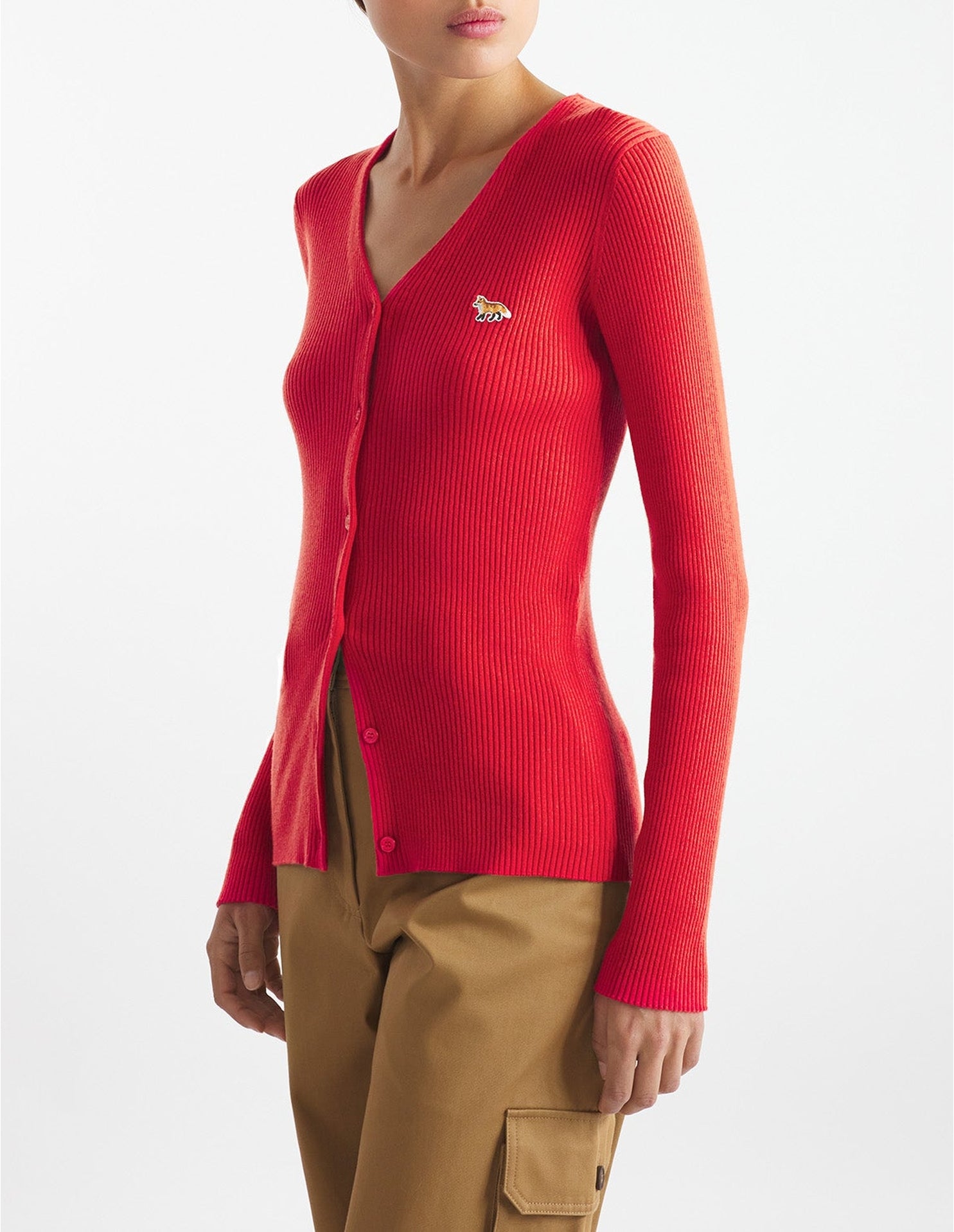 Cardigan Baby Fox avec écusson en laine - Autumn Red