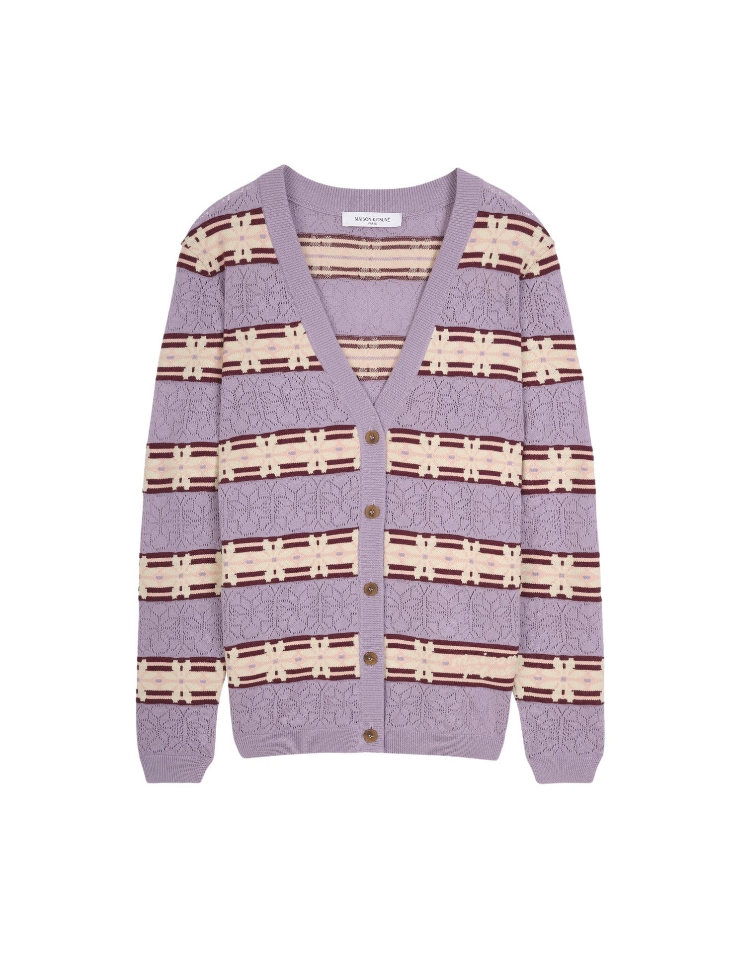 Cardigan à motif et manches longues en maille - Lunar Grey & Redstar