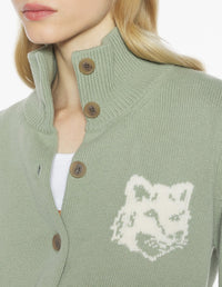 Cardigan à col montant Fox Head en laine - Sea Foam & Solitary Star