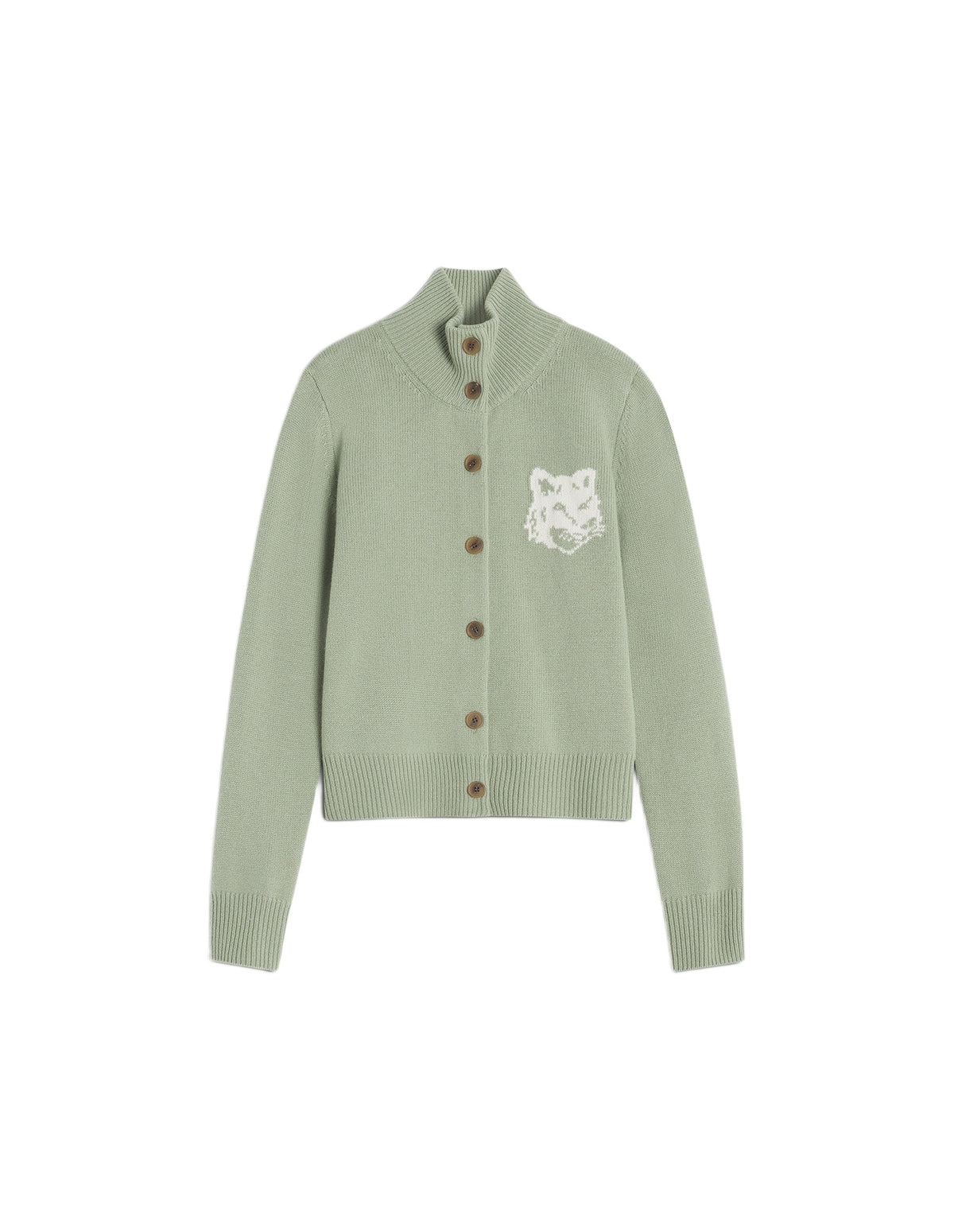 Cardigan à col montant Fox Head en laine - Sea Foam & Solitary Star
