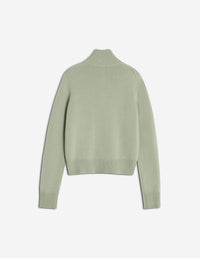Fox Head Intarsia Merino High Neck Cardigan - Sea Foam/Solitary Star