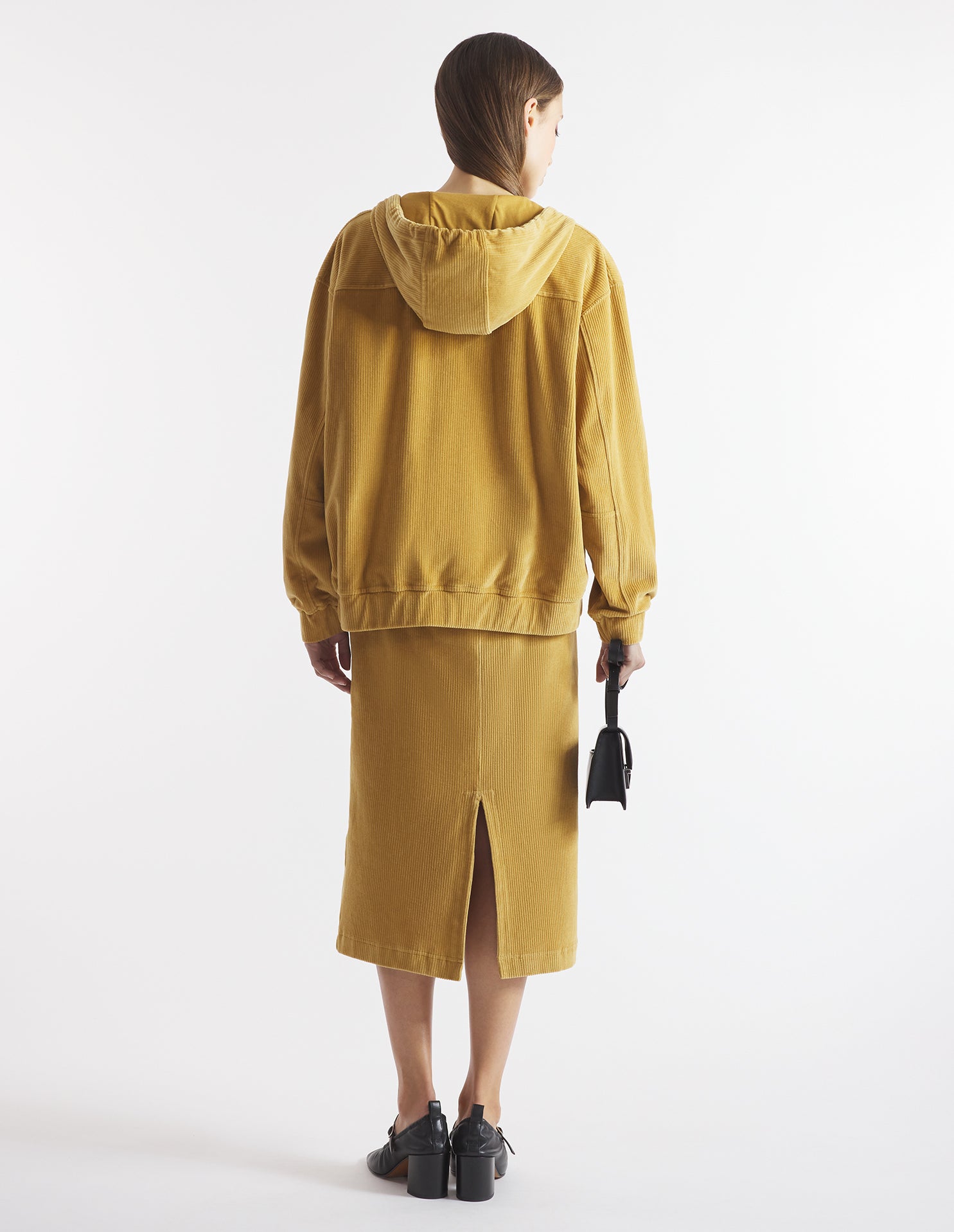 Sweat à capuche et manches longues zippé en velours - Chino Beige