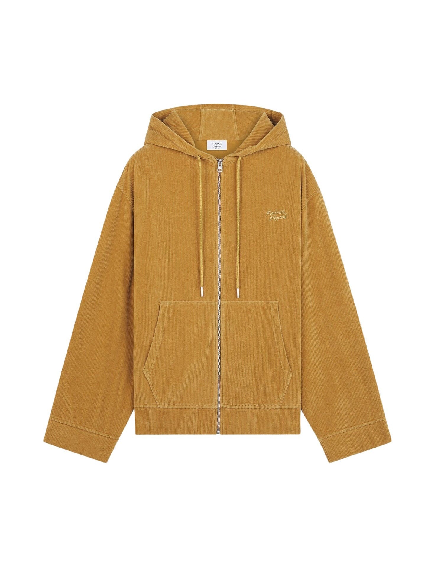 Sweat à capuche et manches longues zippé en velours - Chino Beige