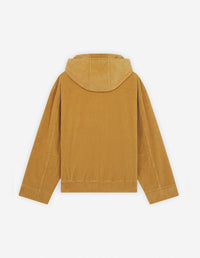 Sweat à capuche et manches longues zippé en velours - Chino Beige
