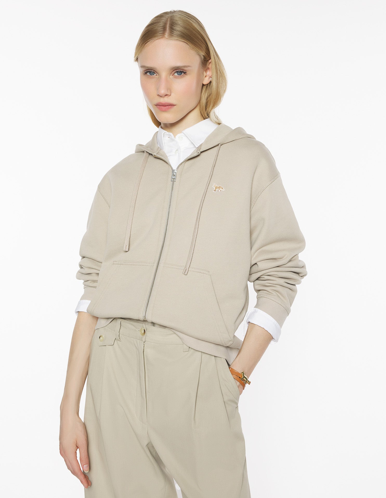 Baby Fox Zipped Hoodie - Pure Cashmere