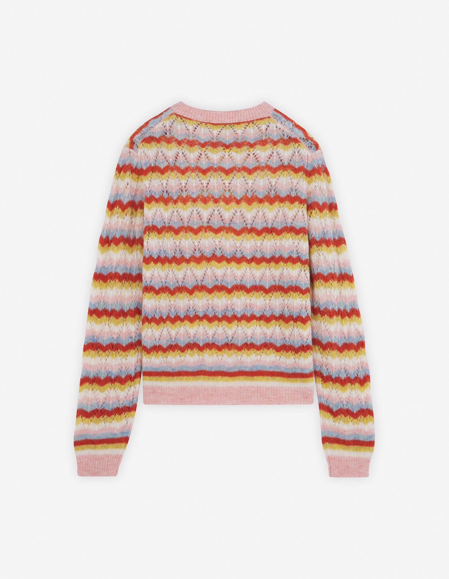 Pull zippé ajouré et rayé en laine et cachemire - Rose & Strawberry