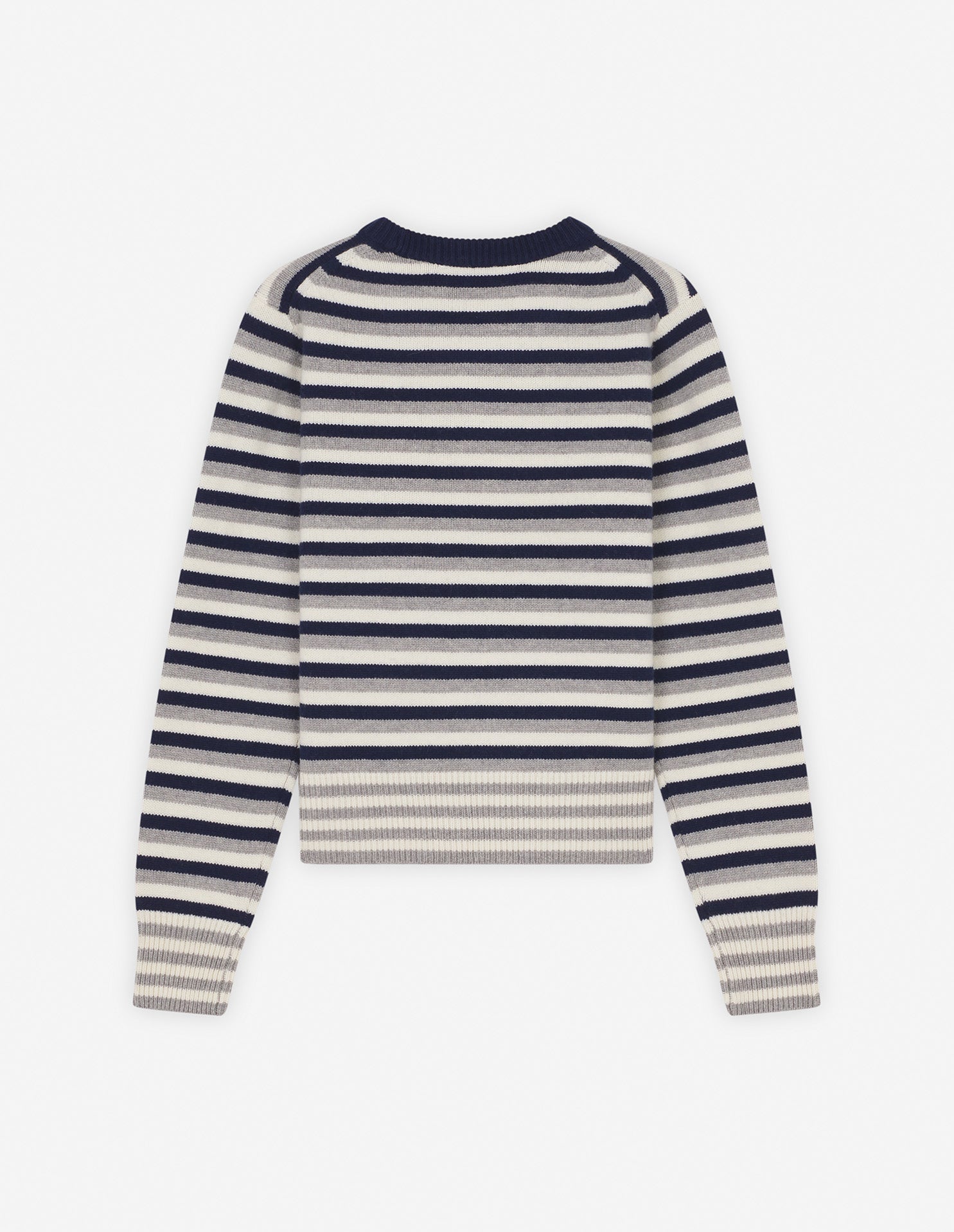 Pull rayé à manches longues en laine - Navy & White
