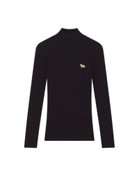 Pull Baby Fox côtelée à col montant en laine - Black