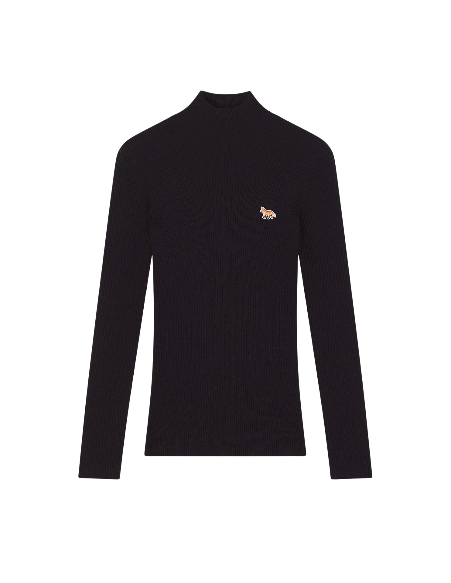 Pull Baby Fox côtelée à col montant en laine - Black