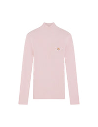 Pull Baby Fox côtelée à col montant en laine - Pale Pink