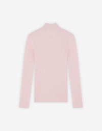 Pull Baby Fox côtelée à col montant en laine - Pale Pink