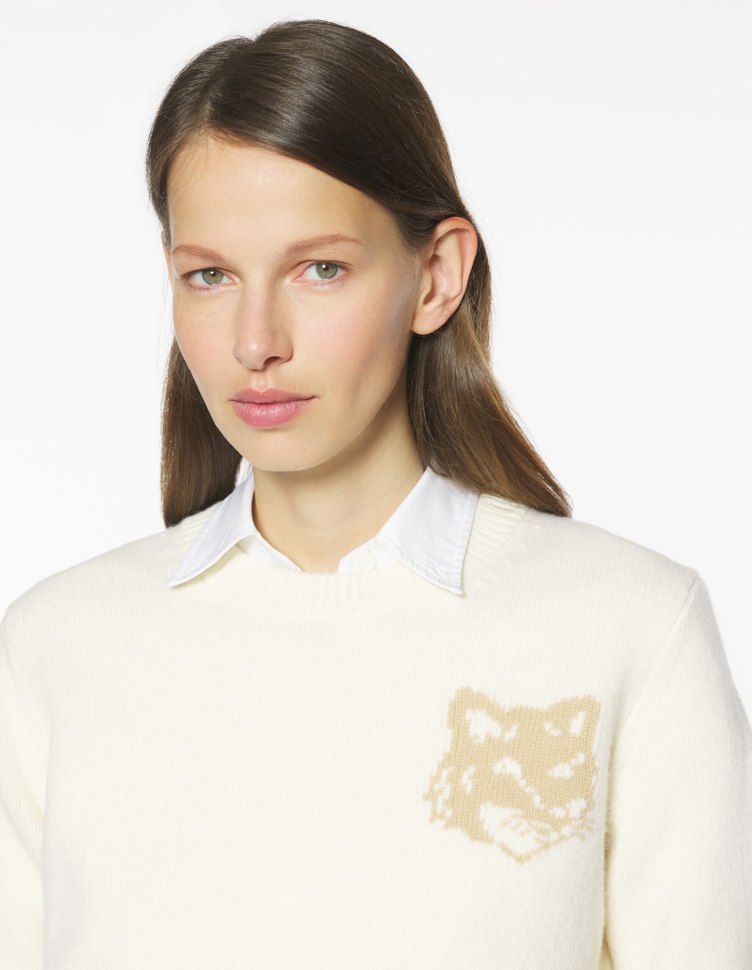 Fox Head Intarsia Merino Jumper - Solitary Star/Safari