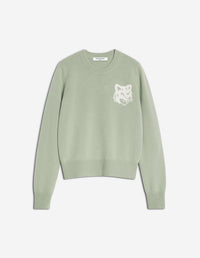 Fox Head Intarsia Merino Jumper - Sea Foam/Solitary Star