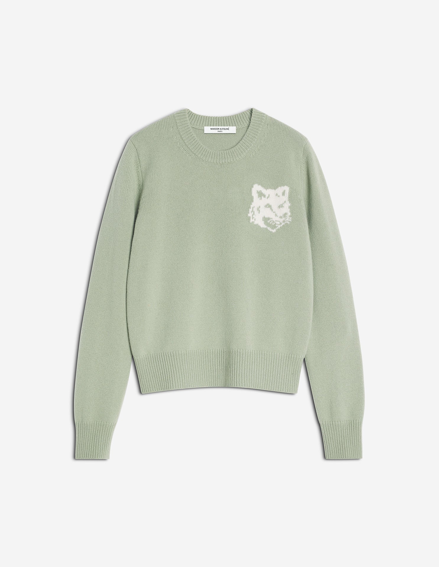 Fox Head Intarsia Merino Jumper - Sea Foam/Solitary Star