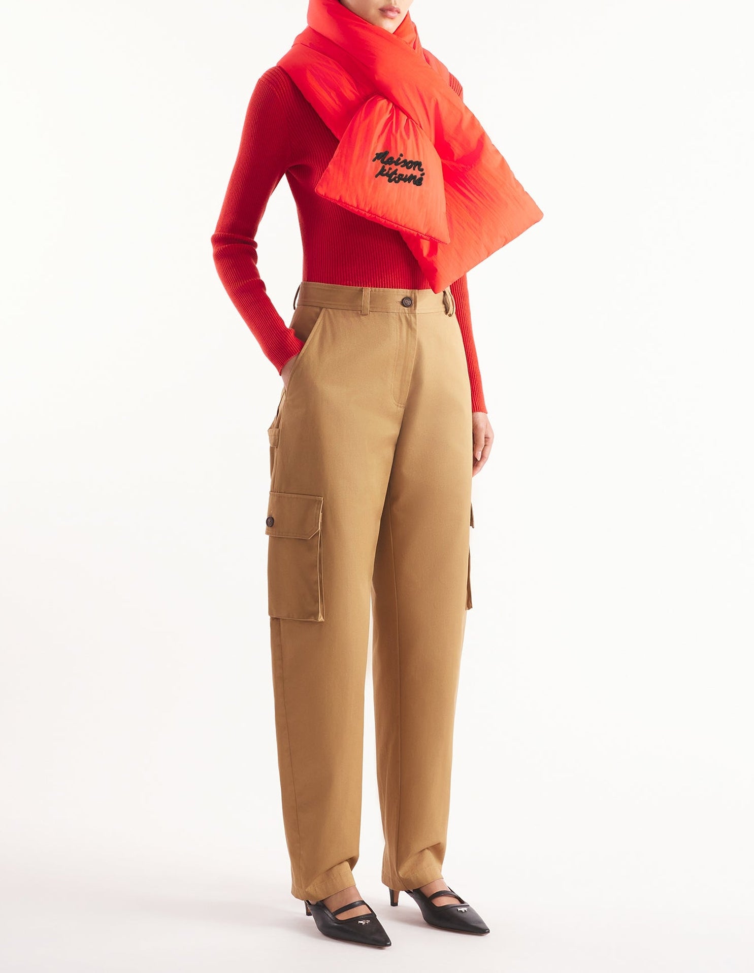 Pantalon cargo avec broderie - Chino Beige
