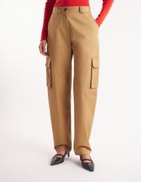 Pantalon cargo avec broderie - Chino Beige