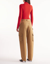 Pantalon cargo avec broderie - Chino Beige