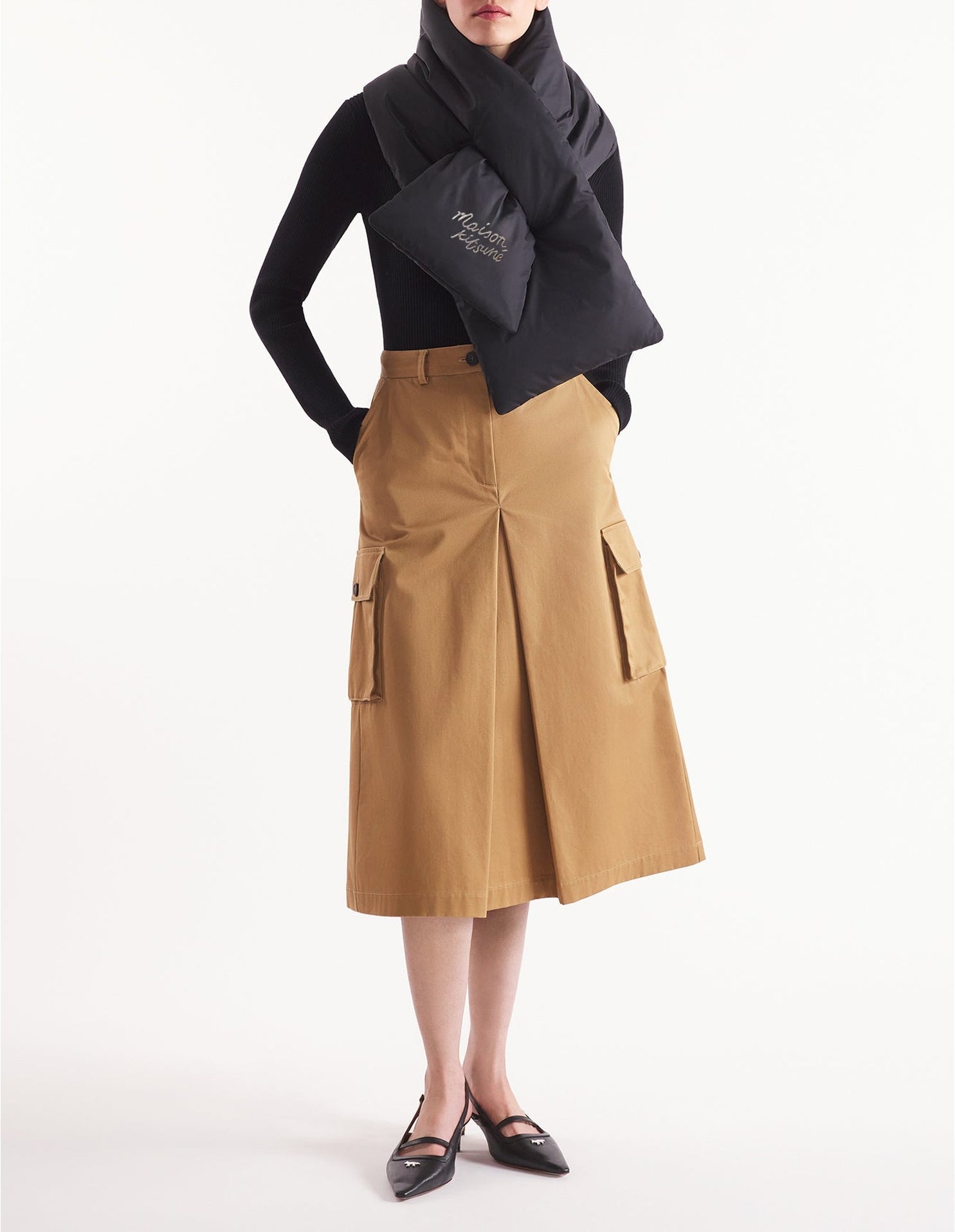 Jupe midi cargo - Chino Beige