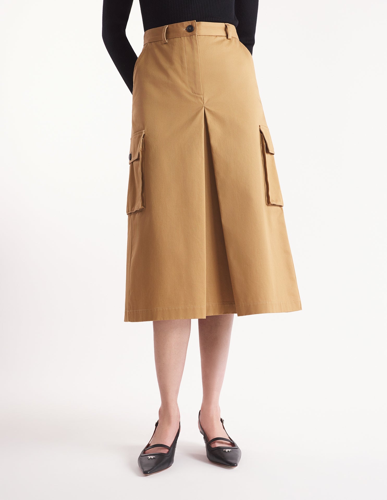 Jupe midi cargo - Chino Beige