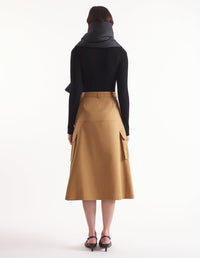 Jupe midi cargo - Chino Beige