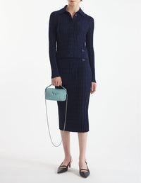 Jupe midi Baby Fox en laine - Eclipse Blue & Black
