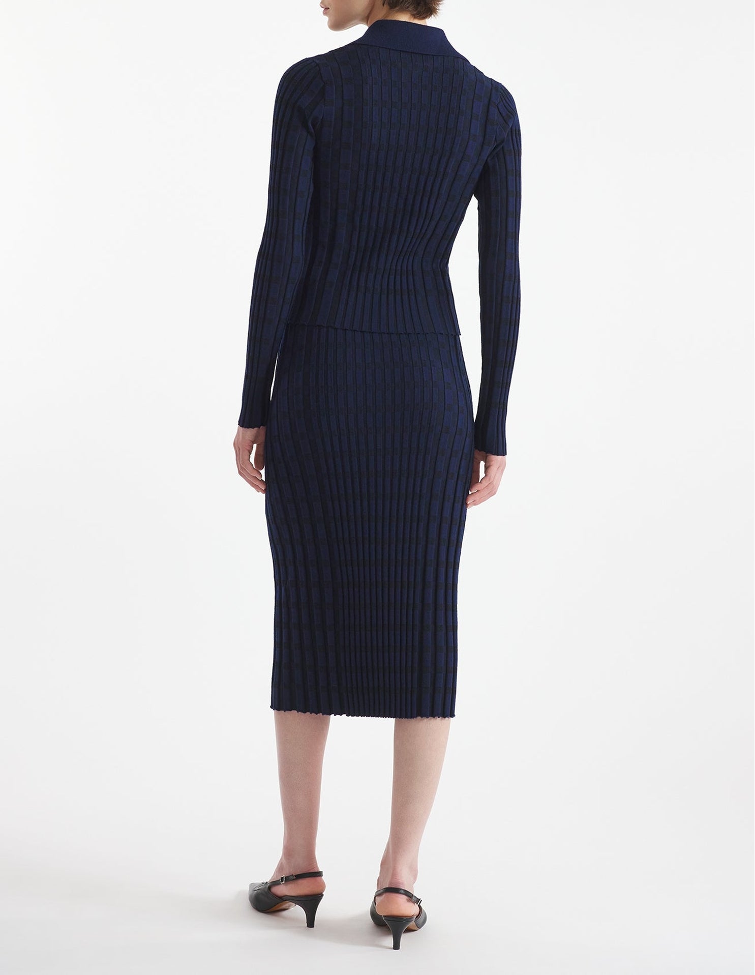 Jupe midi Baby Fox en laine - Eclipse Blue & Black
