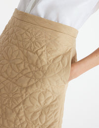 Short skirt with quilted pattern - Chino Beige