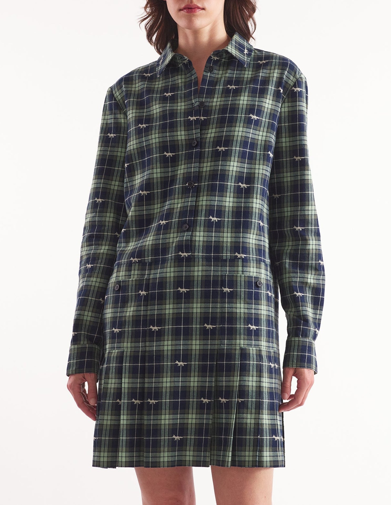 Robe chemise courte et plissée - Navy & Ash Tree