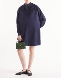 Robe chemise avec broderies anglaises - Navy