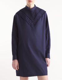 Robe chemise avec broderies anglaises - Navy
