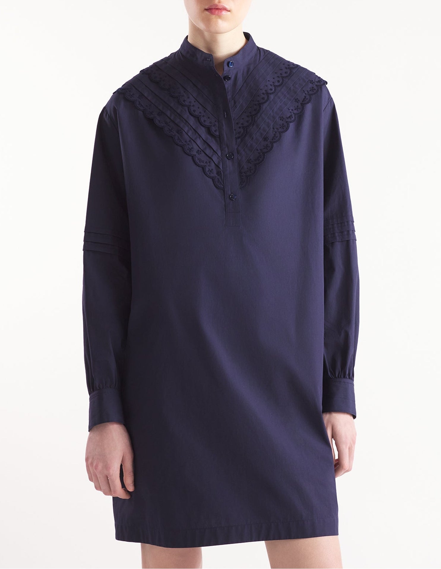 Robe chemise avec broderies anglaises - Navy