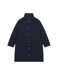 Quilted coat with stand-up collar and badge - Navy