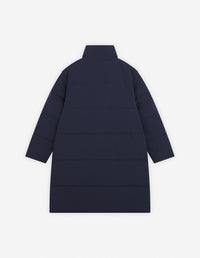 Quilted coat with stand-up collar and badge - Navy