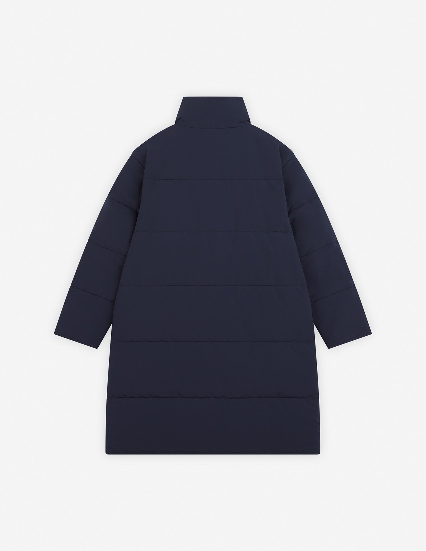 Quilted coat with stand-up collar and badge - Navy