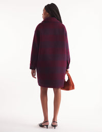 Brushed wool coat - Purple & Redstar